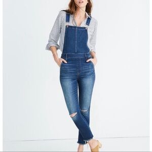 Madewell Roadtripper Overalls Brodie Wash Distressed Frayed Hem Size XS Women’s